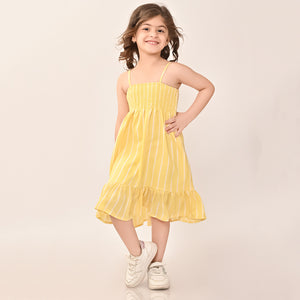 Girls Yellow Sleeveless Dress