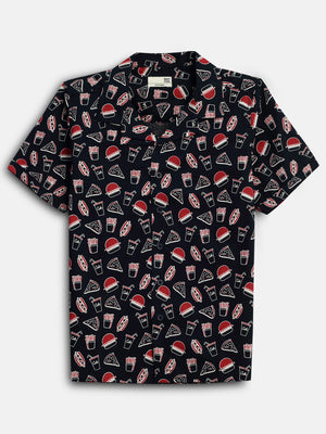 Boys Shirts Black Printed Half Sleeve