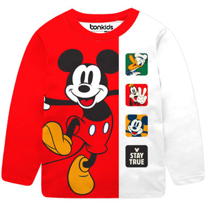 Mickey Red/White Full Sleeve Boys T-SHIRT