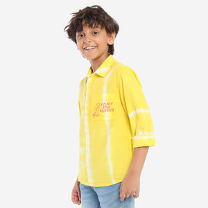 Boys Yellow/White Full Sleeve Shirt