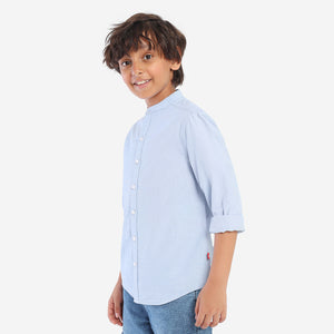 Boys Blue Solid Full Sleeve Shirt