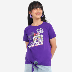 Girls Printed Knotted Cotton Top