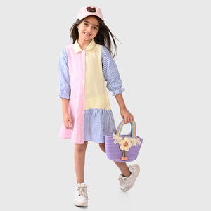 Girls Shirt Dress Stipes Multi