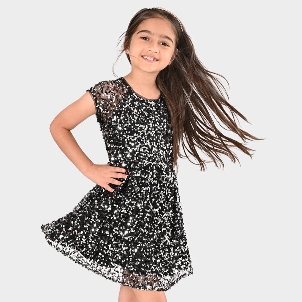 Girls Black Party Wear Dress BON10113 โ BONKIDS