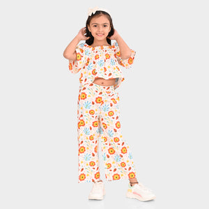 Girls Multi Flower Printed Clothing Set