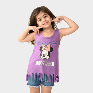 Mini Moon Child Purple Sleeveless fringe Girls Tshirt
