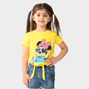 Girls Mickey Printed Knotted Top