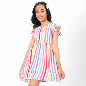 Stripes Printed Girls Dress