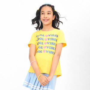 Cool Vibes Yellow Girls Tshirt