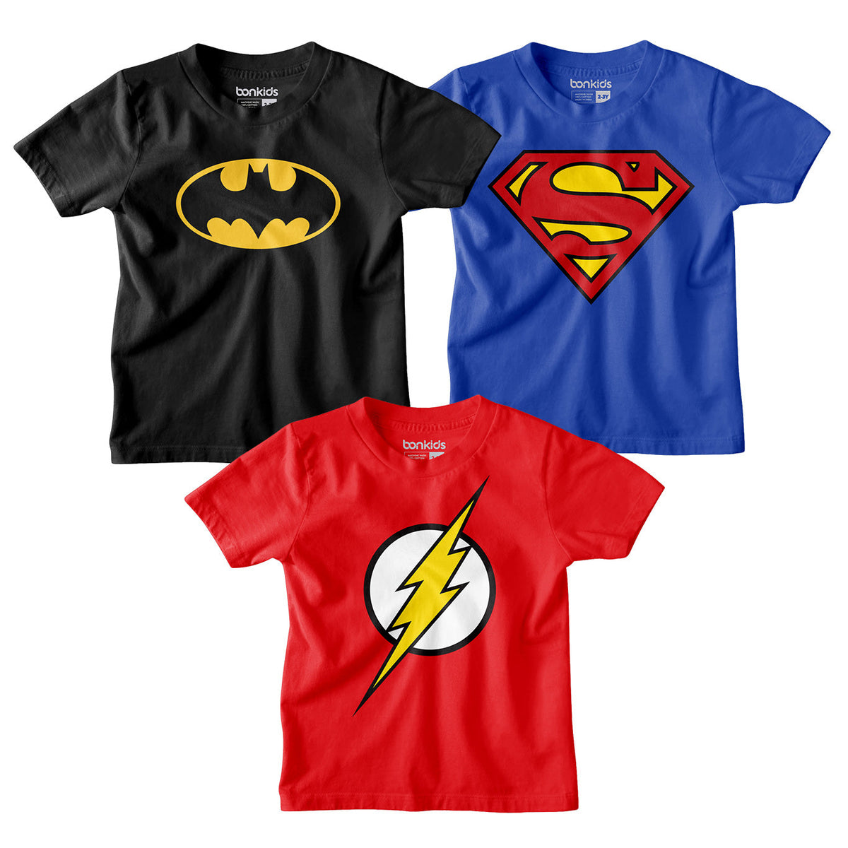 Batman Flash Superman Boys Tshirt Combo Pack – BONKIDS