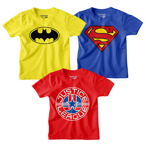 Batman Justice League Superman Boys Tshirt Combo Pack