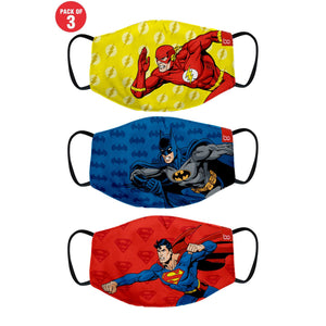 Superman Batman and Flash Printed Protective Kids Masks ( Set Of 3)