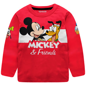 Mickey & Friends Red Full Sleeve Boys T-SHIRT