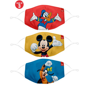 Mickey Donald & Pluto Printed Protective Kids Masks ( Set Of 3)